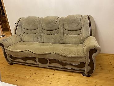 klassik divan: Klassik üslubda 3 nəfərlik divan + 2 ədəd kreslo dəsti. - Rəng: açıq — 1