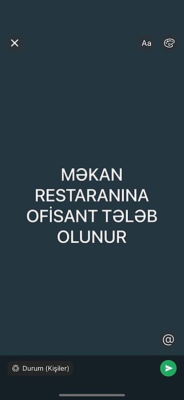 Ofisiant tələb olunur, Restoran