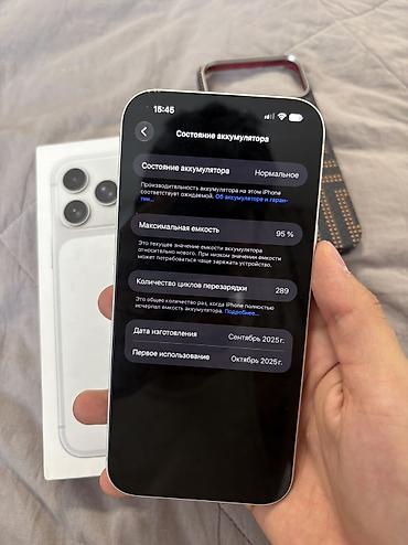 iphone pro max 15: IPhone 17 Pro Max, Б/у, 256 ГБ, Белый, Защитное стекло, Чехол, Коробка, 95 % — 9