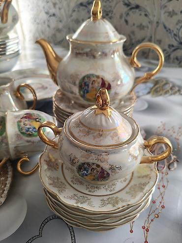 dekor vitrin: Çay dəsti, rəng - Ağ, Farfor, 6 nəfərlik — 4