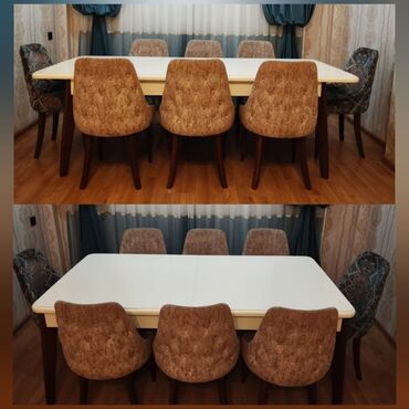 Masa və oturacaq dəstləri: Qonaq otağı üçün, İşlənmiş, Dördbucaq masa, 8 stul