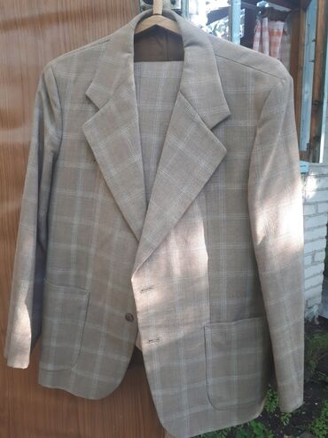 стильные мужские пиджаки: Костюм 7XL (EU 54), цвет - Бежевый