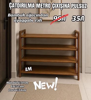alca agaci: Bambuk ağacından 4 mərtəbəli ayaqqabı rəfi - Material: təbii bambuk - — 1