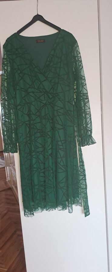 duge haljine od viskoze: 2XL (EU 44), color - Green, Evening, Long sleeves