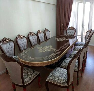 2 ci əl stol: Для гостиной, Новый, Нераскладной, Овальный стол, 8 стульев, Азербайджан