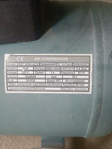 suşilka qab: Hava kompressoru – RBT 2050 ACX Texniki göstəricilər: - Güc: 2 HP - — 3
