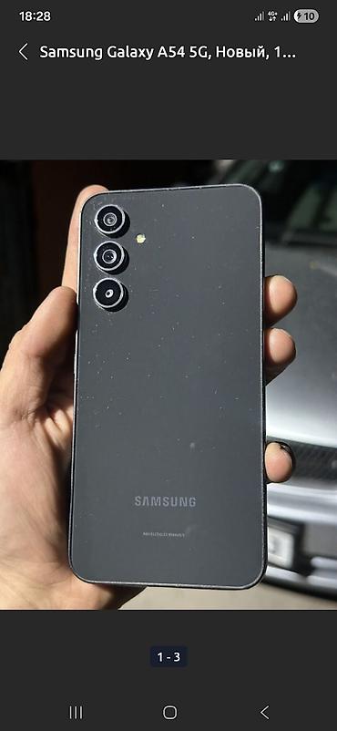 модем сайма: Samsung Galaxy A54 5G, Жаңы, 128 ГБ, түсү - Кара, 2 SIM — 1