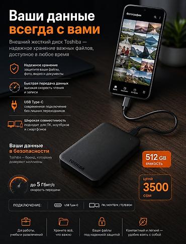 Накопитель для ПК, Новый, Toshiba, HDD, 512 ГБ, Для ПК