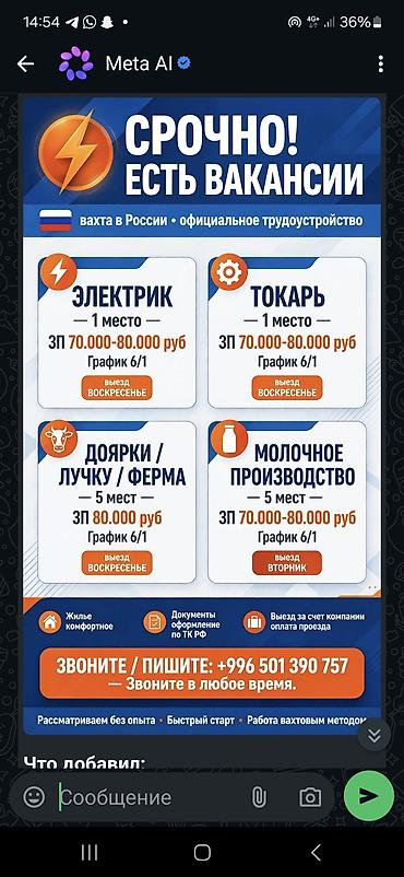 Айыл чарба: Срочные вакансии. Вахта в России, официальное трудоустройство — 1