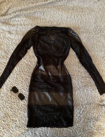 джинсы черные: Вечернее платье, С рукавами, S (EU 36)