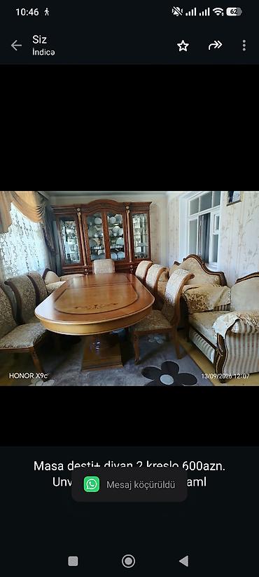 Masa desti+ divan 2 kreslo 600azn. Unvan Sumqayit (9192) aml lalafo.az -da Masa desti+ divan 2 kreslo 600azn. Unvan Sumqayit (9192) aml