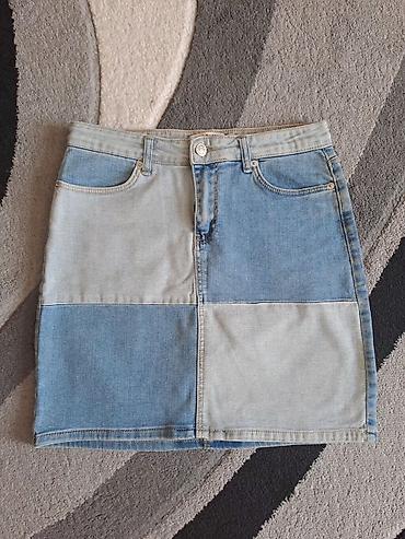 beylik: Qadınlar üçün denim mini ətək - Model: patchwork dizaynlı cins mini — 2