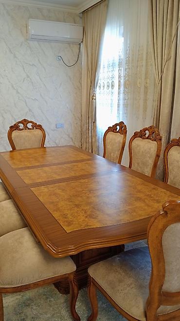 masa desdi: Qonaq otağı üçün, Yeni, Açılan, Dördbucaq masa, 8 stul — 2