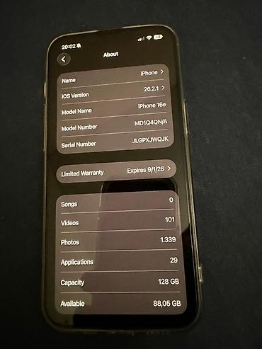 Apple iPhone: Apple iPhone iPhone 16e, 128 GB, Midnight, Otisak prsta — 10