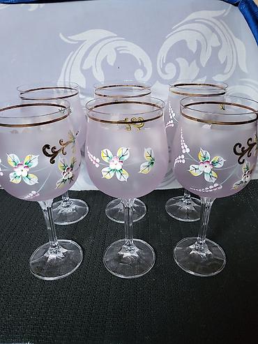 case za turski caj: Case nove bohemija kristal,rucni rad za vino iz 70ih godina.Model 2 — 9