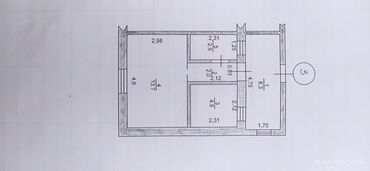 квартира жер уй: 2 бөлмө, 2 кв. м, Малосемейка, 1 кабат, Эски ремонт