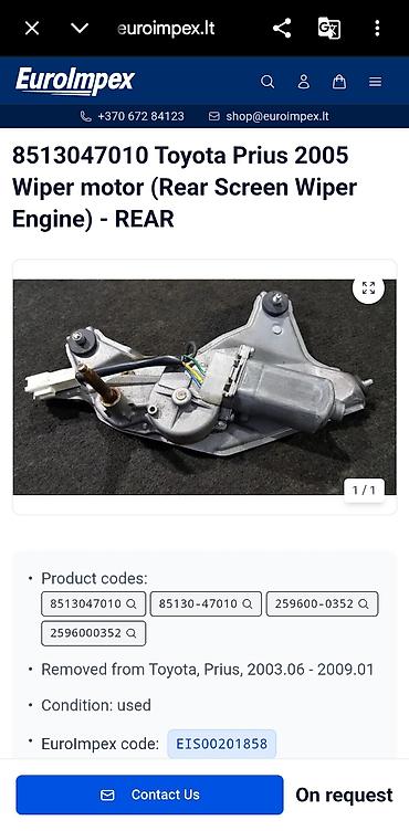 prius mator: Toyota Prius 20 üçün arxa şüşəsilən mühərriki - Uyğunluq: Toyota — 2