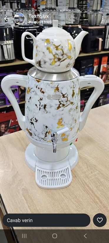 ZX: Mərmər naxışlı elektrikli samovar-çaydan dəsti - Çaydan + su