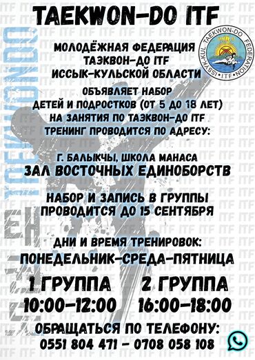 курсы графический дизайнер: ТАЭКВОН-ДО! БАЛЫКЧЫ Объявляется набор детей и подростков (мальчики