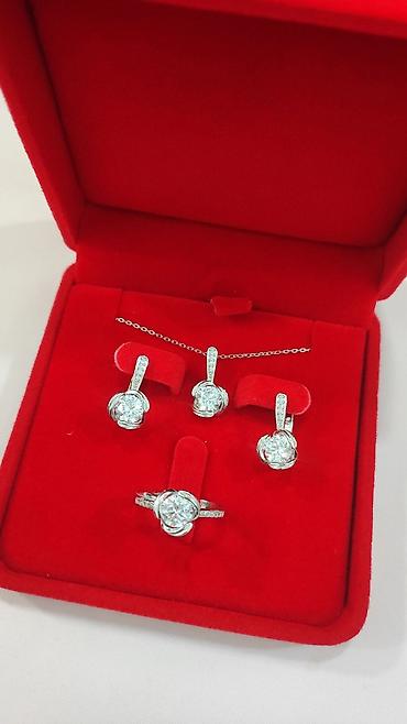 Серебряные наборы украшений: Серебряный Набор+ Цепочка Дизайн Италия Серебро 925 пробы Размеры — 5