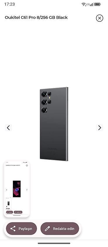 телефон fly cumulus 1: Oukitel C61 Pro 8/256 GB Black - Rəng: Qara - Yaddaş: 8 GB RAM + 256 — 3