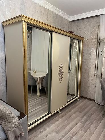 Paltar dolabları, qarderoblar: İşlənmiş, 3 qapılı, Güzgülü, Bej, Kupe, Düz dolab — 2