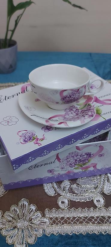 Çay dəsti, rəng - Ağ, Farfor