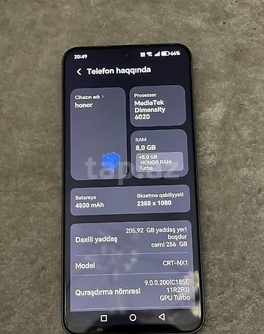 honor x5b plus: Honor 90 Lite, 256 GB, rəng - Qızılı, Face ID — 2