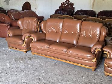 Stilske garniture: Kožna garnitura za dnevni boravak – set 1 - Sastav: trosed sa tri — 4