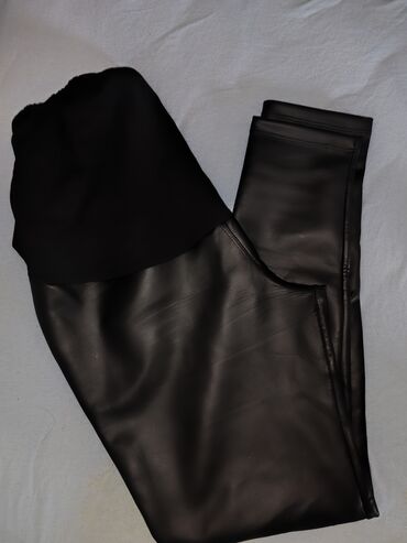 pantalone za trudnice h m: XL (EU 42), 2XL (EU 44), Veštačka koža, bоја - Crna