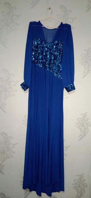 вечернее платье с накидкой: Вечернее платье, Длинная модель, Трикотаж, С рукавами, Шлейф, XL (EU 42), 2XL (EU 44)