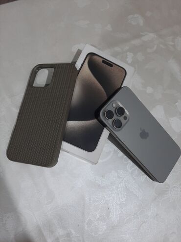 чехол для наушник: IPhone 15 Pro Max, Б/у, 256 ГБ, Natural Titanium, Зарядное устройство, Защитное стекло, Чехол, 87 %