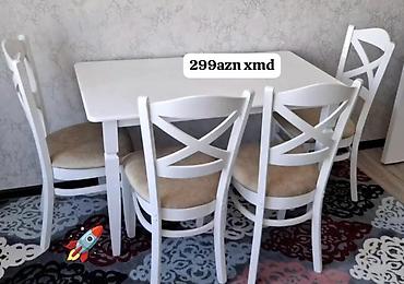 kohne stol: Mətbəx üçün, Yeni, Dördbucaq masa, 4 stul — 1
