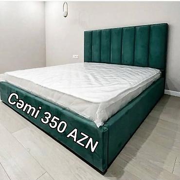 Mebel: Yumşaq başlıqlı iki nəfərlik çarpayı - Rəng: Zümrüd/yaşıl -