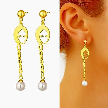 с жемчугом: Серьги сөйкөлөр НС с жемчужиной и утончённым дизайном 💎 Эти — 2