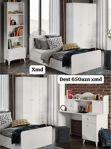 məktəb masası: Uşaq/yeniyetmə otağı üçün ağ mebel dəsti Komplektin tərkibi: - Tək — 1