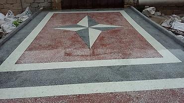 Beton işləri: Teras, həyət və pilləkənlər üçün mozaik-beton döşəmə işləri. - — 3