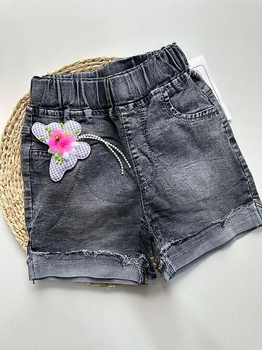 cins uşaq şortları: Qız uşaqları üçün denim şort - Rəng: tünd boz/qaraltdılmış denim - — 2