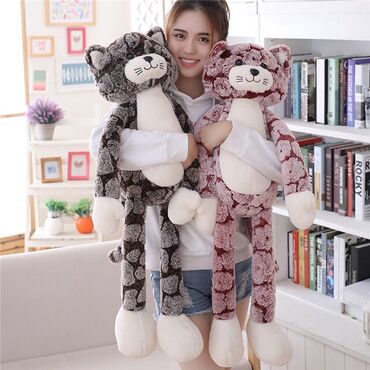 Игрушки: Большой мягкий Кот полосатик – 130 см 🐱🎁 Огромный плюшевый котик с