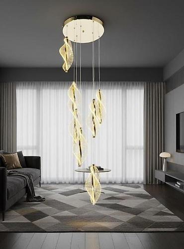 продажа люстр: Müasir asma LED lustra – spiral/yarpaq formalı işıq elementləri ilə — 2