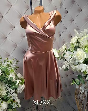 Haljine: Svečane kratke haljine od satena – model sa preklopljenim dekolteom i — 6