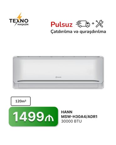 Kondisionerlər: Kondisioner 100-dən çox kv. m, Split sistem, Kredit yoxdur, Pulsuz quraşdırılma
