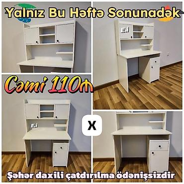 Ağ rəngli yazı masası və üst kitab rəfi komplekti. Masa funksional lalafo.az -da Ağ rəngli yazı masası və üst kitab rəfi komplekti. Masa funksional