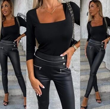 Bluze: XL (EU 42), Likra, Jednobojni, bоја - Crna — 20