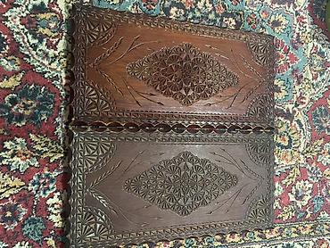 daş utu: Əl oyma naxışlı taxta tavla/qapalı oyun lövhəsi - Material: tam taxta — 1