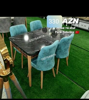 Masa və oturacaq dəstləri: Mətbəx üçün, Yeni, Açılan, Dördbucaq masa, 4 stul — 3