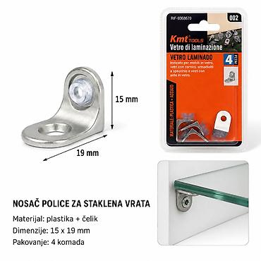 KMT Nivoa 9368670 Nosač police za staklena vrata – praktičan set za