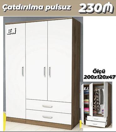 stullar ev ucun: Üç qapılı paltar dolabı - Ölçü: 200 x 120 x 47 sm - Rəng və material — 1