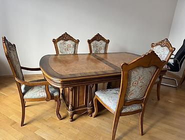 aile agaci: Qonaq otağı üçün, İşlənmiş, Açılan, Dördbucaq masa, 6 stul — 3