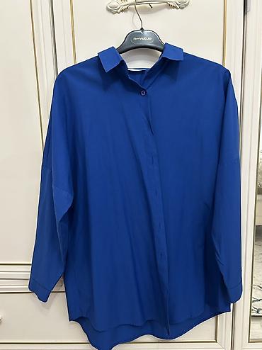 trendyol temo: Qadın üçün tünd göy rəngli oversize S ölcü köynək.M,L ölçüyədə gedir — 1